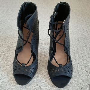 Black 3" Lace-up Heels